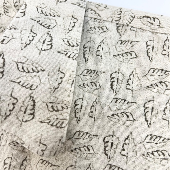 Mantles 100% silk beige leaf print short sleeve shirt XL - Picture 10 of 11